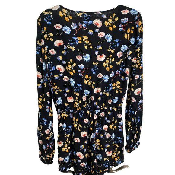Forever 21 Womens Multicolored Ditsy Print V-Neck Romper with Overlay Size M - Picture 2 of 10